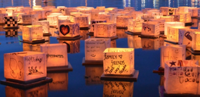 Water Lantern Festival at Almaden Lake Park 2024 - Images of lanterns on the lake