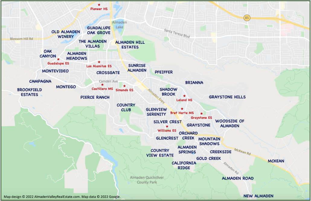 Almaden Valley Neighborhoods Map