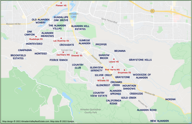 Map of Almaden Valley Neighborhoods