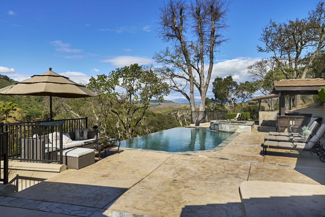 21290 Cinnabar Hills Road, full backyard with pool and scenic view