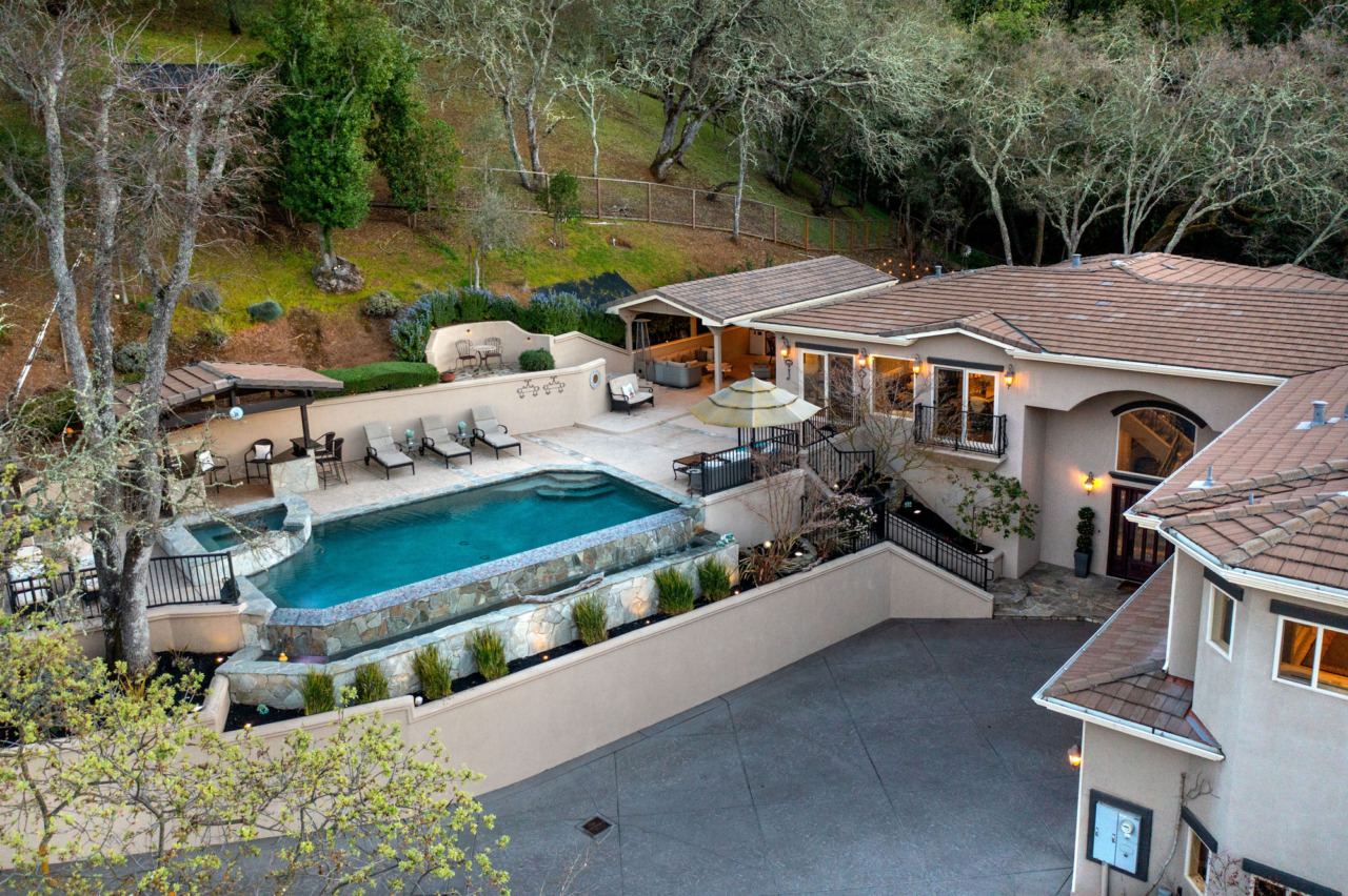 21290 Cinnabar Hills Road, full view of house and pool