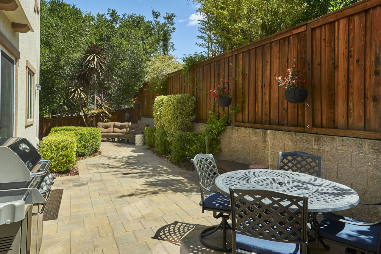 1839 Redwood Creek, patio walkway with sitting areas and barbecue