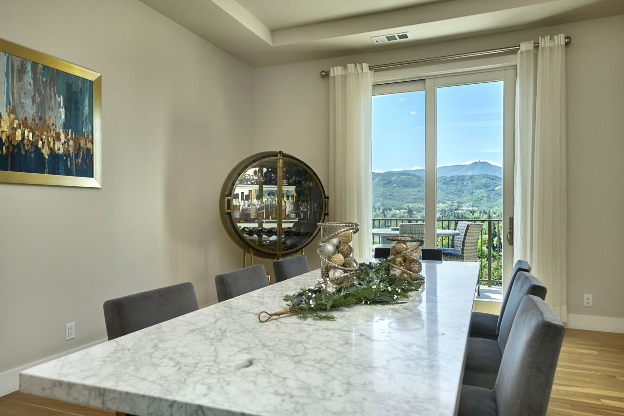 20601 Via Santa Teresa, dining room with glass door to patio and view