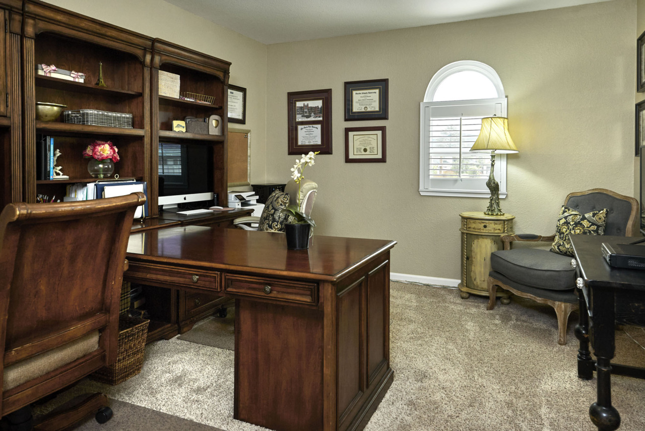 7217 Silver Lode Lane, office with desk and bookshelves